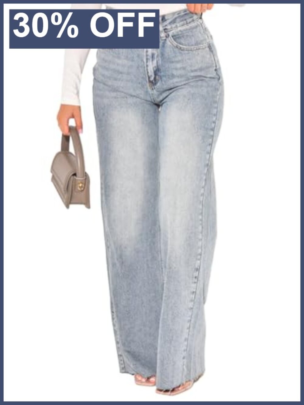 Women's Baggy Wide Straight Leg High Waist Denim Jeans